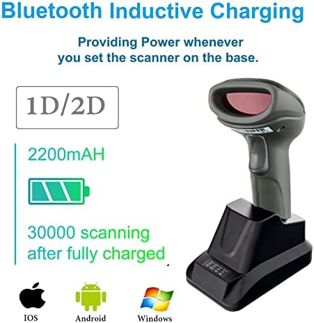 LS-PRO 2D QR QR סורק Bluetooth Bluetooth סורק עם מקלט עריסה USB טעינה טעינה כף יד 1D/2D מטריקס PDF417