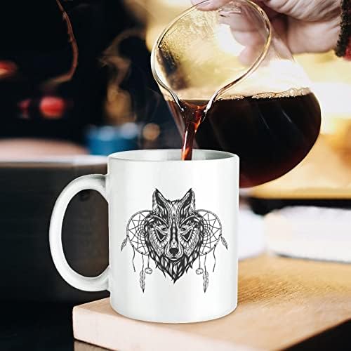 שבטי זאב ראש הדפסת ספל קפה כוס קרמיקה תה כוס מצחיק מתנה עם לוגו עיצוב עבור משרד בית נשים גברים-11
