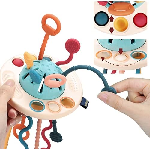 צעצועי תינוק פרגיים 6 עד 12 חודשים, צעצועי מונטסורי לגיל 1, צעצועי חושי מחרוזת משיכה לפעוטות, צעצועי נסיעות & בקיעת