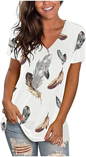 קיץ מקרית טוניקת חולצות לנשים טרנדי פרחוני מודפס חולצה צווארון קצר שרוול חולצות 2023 מתגנדר חולצות