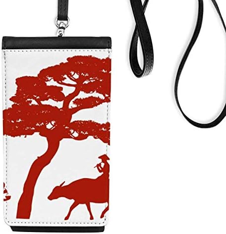 תרבות עץ פרה סין מתאר ארנק טלפון ארנק תליה כיס נייד כיס שחור