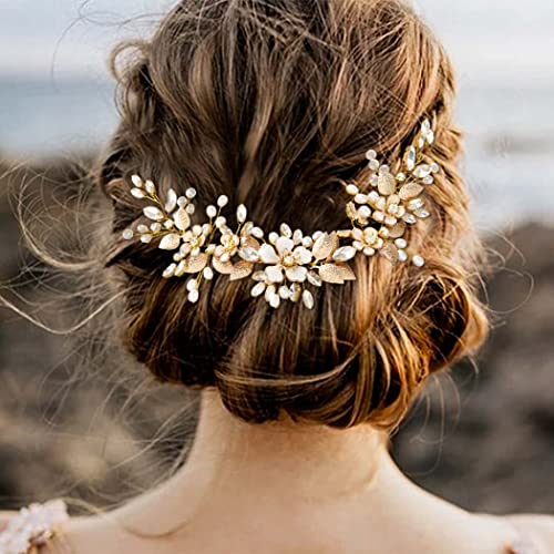 קסדרה פרח הכלה חתונת כיסוי ראש קריסטל כלה שיער אביזרי פרל בגימור עבור נשים ובנות
