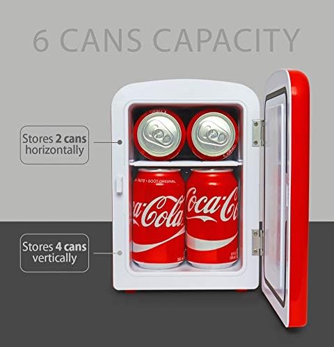 קוקה קולה בקבוק קולה קלאסי 4 ליטר מקרר מיני עם 12 וולט כבלי זרם חשמלי ו -110 וולט, 6 קופסאות קירור
