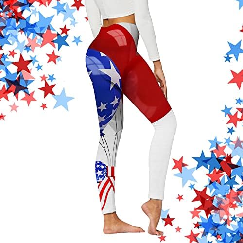 גבוהה מותן חותלות לנשים אמריקאי דגל מודפס רך אטום בטן בקרת יוגה מכנסיים גרביונים חותלות לנשים