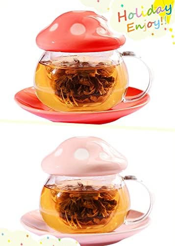 כוס תה פטריות xzjmy, כוס תה פטריות חמודה כוס תה, כוסות תה עם מכסה and Shucer של פילטר, לאמהות ליום