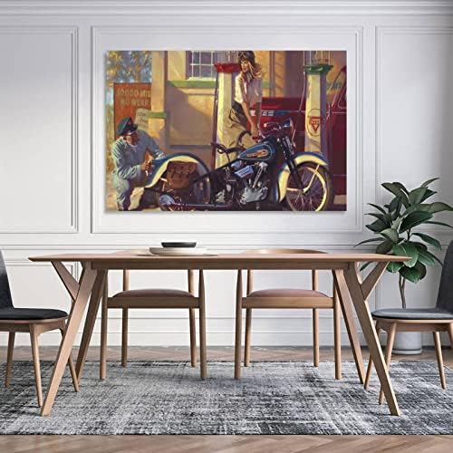 פוסטרים של Tomart Vintage Canvas אופנועים אמנות קיר דקור כרזות קנבס פוסטר אמנות קיר לחדר שינה תפאורה