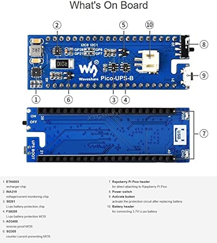 מודול UPS עבור Raspberry Pi Pico עם אספקת חשמל ללא הפרעה סוללה Li-PO דרך i2c, עיצוב הניתן לערימה @xygstudy