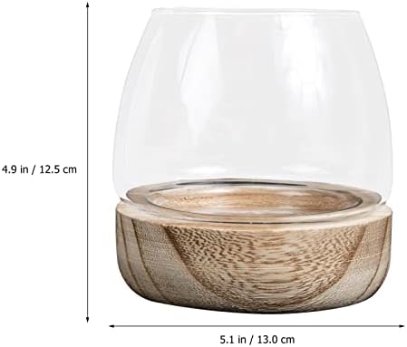 עיצוב יפני זכוכית חממה קערת בועה אגרטל: קערת דגים קטנה שולחן אקווריום אקווריום אקוור פמוט עם בסיס עץ בסיס