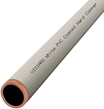 צינור נחושת קשיח מצופה Visiaro לבן, 1MTR, DIA חיצוני 3/8 אינץ ', עובי קיר 20 SWG, ציפוי PVC 1.5 ממ, חבילה