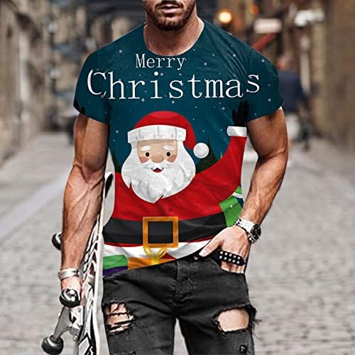 חולצות טריקו של שרוול קצר של Zddo Solider, חג המולד מצחיק סנטה קלאוס הדפס אימון אתלטי מצויד צמרות טי
