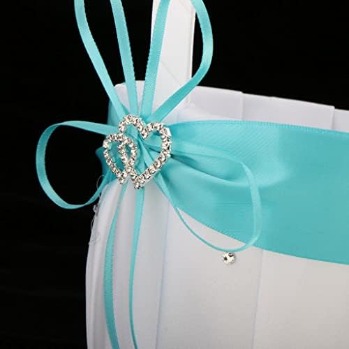 1 חתיכה חתונה ילדה פרח סל רומנטי גדול פנינת שושבינה סל קריסטל ריינסטון דקור מתנה סל עבור טקס מסיבת-אור כחול