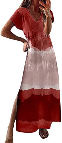 בתוספת גודל נשים שמלות נשים מקרית קיץ קצר שרוולים צווארון שמלת צבעוני שיפוע עניבת קיץ ארוך שרוול