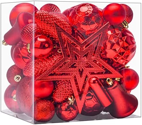 קישוטים לקישוטי עץ חג המולד של Vainechay סט: קישוטים לחג המולד אטום מתנפצים כדורים לעיצוב עץ חג המולד מגוון