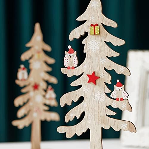קישוט חג המולד של XIOS עץ חג המולד עץ חג המולד קישוט ינשוף שולחן עבודה צבוע ביד עץ קטן מלון