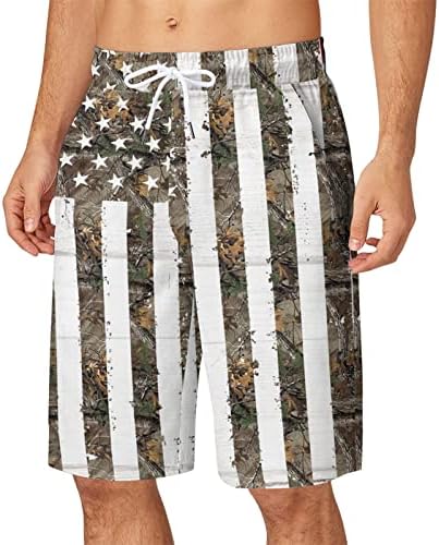 4 ביולי מכנסיים קצרים לגברים מזדמנים דגל אמריקאי פטריוטי מודפס מכנסיים קצרים בקיץ עם כיסים