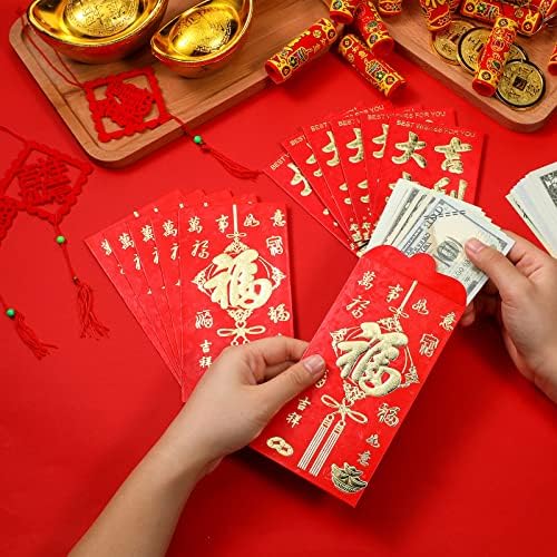 57 מחשבים קישוטי שנה חדשה סינית 2023 מצמדי אביב צ'ונליאן נייר אדום פנס מעטפות הונג באו סיני פו פו קישוטי
