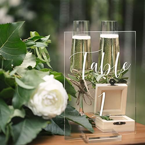 אקריליק חתונה שולחן מספרים 1-40 עם עומד / 4 * 6 אינץ מודפס קליגרפיה, ברור שולחן מספר סימנים ומחזיקים
