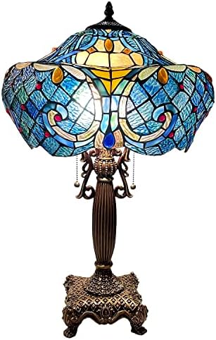 בייה ל10784 הבארוק טיפאני סגנון מוכתם זכוכית מנורת שולחן עם 16-אינץ רחב אהיל לסלון חדר שינה עיצוב הבית,