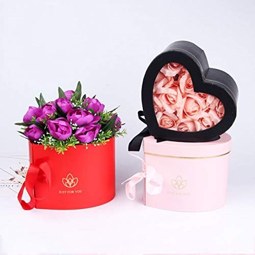 קופסת פרחים בצורת לב עם מכסה לסידורים, קופסאות מכונות נייר ליום האהבה מתנה שוקולד תות, קופסאות