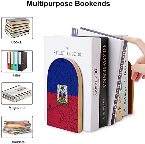 בציר האיטי דגל גדול עץ תומכי ספרים מודרני דקורטיבי מדף ספרים ספר פקק שולחן מדף מחזיקי סט של 2