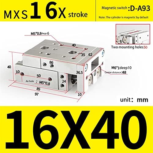 יוזי פנאומטי M X S סדרת מסילה גליל אוויר אוויר MXS16-10 A MXS1620 כ- MXS16-30 BS MXS16-40 MXS16-50 MXS16-75