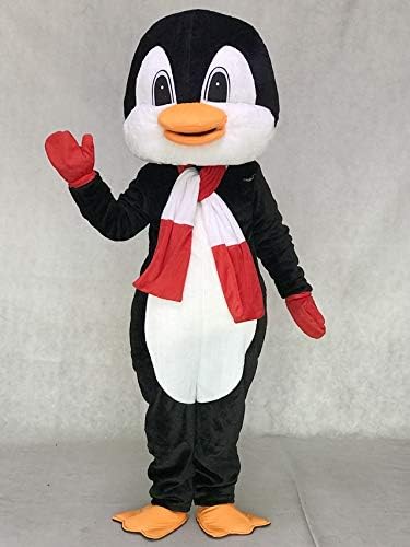 פינגווין עם תלבושות קמע בצעיף אדום ולבן