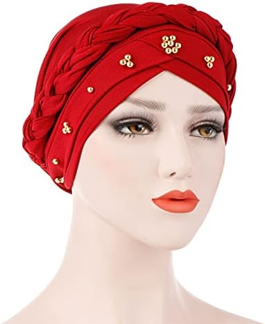 Qianmome תפילה אסלאמית כובעי טורבן טורבן מוסלמי מכסה כלול נשים בצבע כפול צמות חזייה