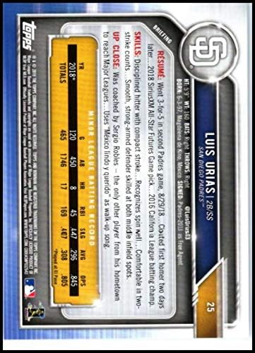 2019 Bowman 25 לואיס אוריאס RC טירון סן דייגו פדרס MLB כרטיס מסחר בייסבול