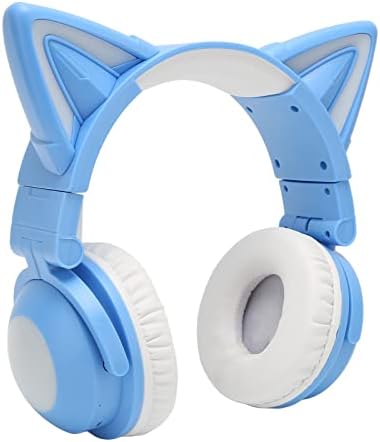 אוזניות Yunseity, אוזניות אלחוטיות של HiFi סטריאו, אוזניות ביטול רעש LED חמוד עם סרט ראש, מיקרופון מובנה,