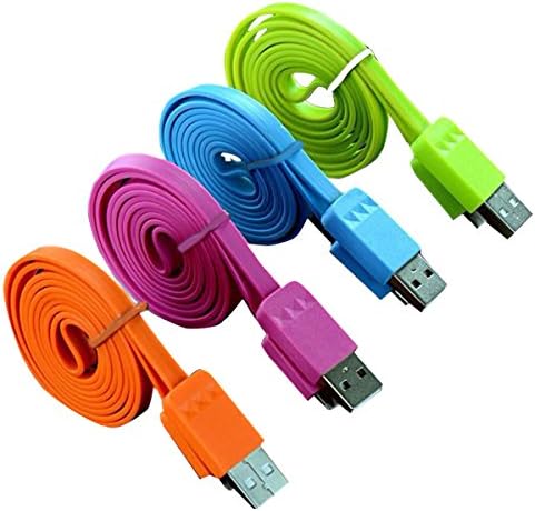 Symtek Android Charge and Sync Cable שטוח עם מחבר מיקרו USB, סגול, tp-and-100pu