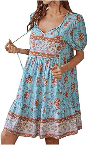 שמלת קיץ בוהו לנשים פייזלי שמלת וינטג 'מודפס