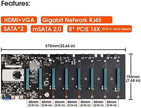BTC-S37 כריית מעבד מעבד האם קבע 8 חריץ כרטיס מסך תמיכה ב- DDR3 זיכרון משולב VGA צריכת חשמל נמוכה