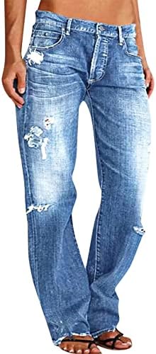 מכנסי ג'ינס רחבים רחבים, נשים במצוקה מזדמנת מכנסי ג'ינס רופפים במצוקה מכנסי מכנסי פעמון מכנסי ג'ינס