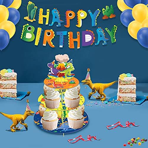עמדת דינוזאור של דינוזאור 3 שכבות Cupcake Stand Cartoon Dino Dino Supply Supp