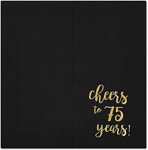 50 חבילות לחיים עד 75 שנה מפיות לקישוטי יום הולדת 75 וציוד למסיבות לגברים ונשים, מפיות קוקטייל שחורות