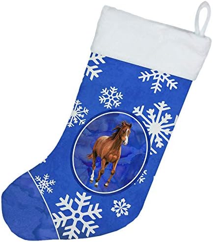 אוצרות קרוליין SB3150-CS סוס פתיתי שלג בחורף גרב חג מולד, אח תלייה גרביים לעונה חג המולד עיצוב עיצוב קישוטי חג