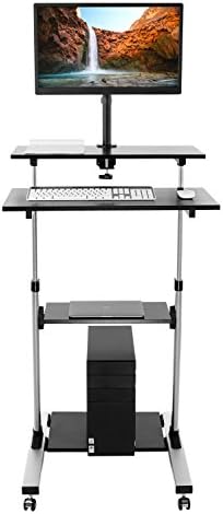 הר-זה! נייד לעמוד שולחן / גובה מתכוונן מחשב עבודה תחנת מתגלגל מצגת עגלת עם צג-זרוע