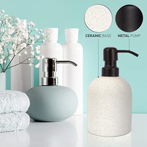 Beookstone, מתקן סבון קרמיקה עם עליון מתכתי - מחזיק סבון יד נוזלי ומודרני לחדר אמבטיה או מטבח, שחור