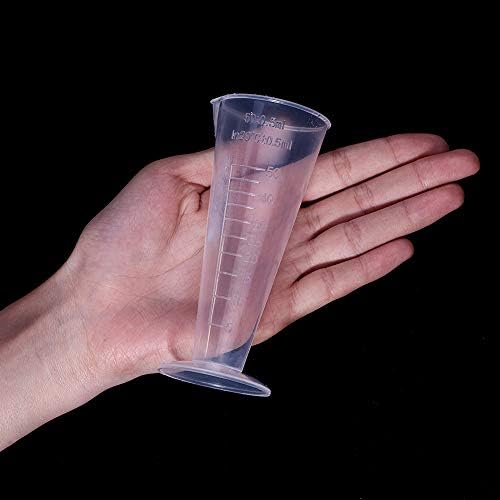 כוס מדידה של Aicosineg פלסטיק כוס 50 מל שקופה מדורגת ללא ידית לניסויים במדעי מעבדה למטבח נוזלים 1 יחידות
