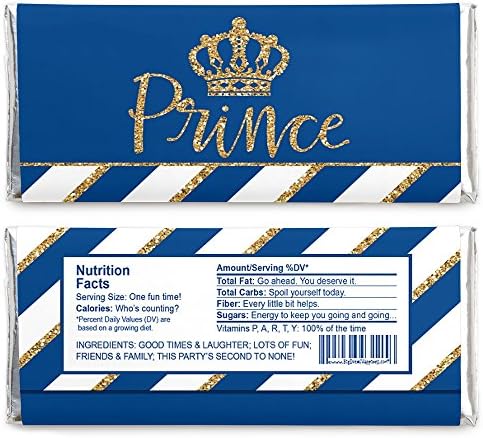 Royal Prince Charming - Bar Candy Wrapper מקלחת לתינוקות או מסיבת יום הולדת טובה - סט של 24