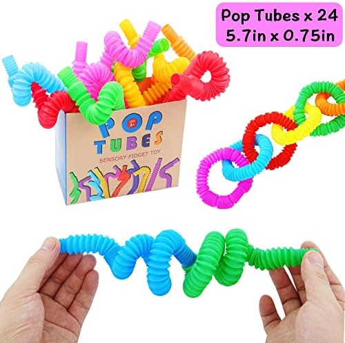 Penvinoo 24 PCS צינורות פופ צינורות צעצועים לילדים וצעצועים חושיים לילדים ולחץ אלדרט מקלה על צעצועים