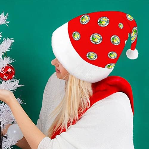 את חותם של מדינת אלסקה מצחיק חג המולד כובע סנטה קלאוס כובעי קצר קטיפה עם לבן חפתים עבור חג המולד חג מסיבת