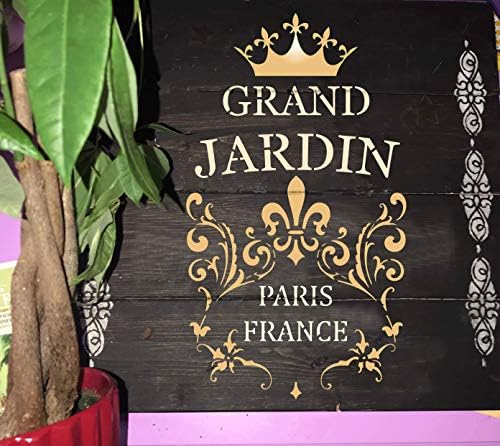 סטנסיל - גרנד ג'רדן שיק שיק צרפתי גינה כפרית סטנסיל הטוב ביותר ויניל שבלונות גדולות לציור על עץ,