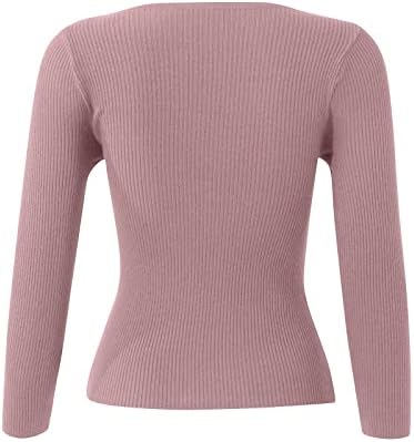 שרוול ארוך סוודרים לנשים נוחות נמוכה נוחות דקה עטופות סריגה נחמדים צבע מוצק נשי סתיו אתלטי