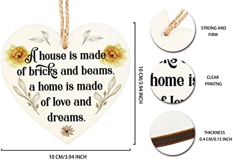 לוחית לב תלויה מעץ, לוחית של שלט בית חדש, מתנות לחימום בית לבית חדש, שלט תלוי עץ לעיצוב דלת הבית B09