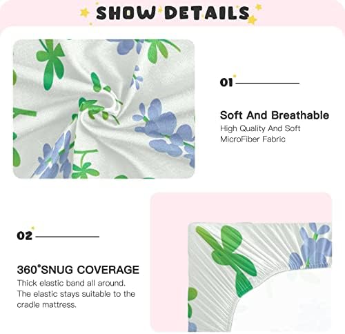דפוס פרחים של Bluebonnet גיליונות עריסה לבנים בנות אורזות גיליון משחק רך גיליונות עריסה מיני נושמים 39 x
