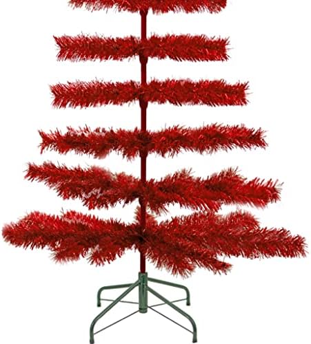 עץ מברשת מברשת מלאכותי של טינסל אדום טינסל אדום כלול עץ מברשת מלאכותי, 60 אינץ '