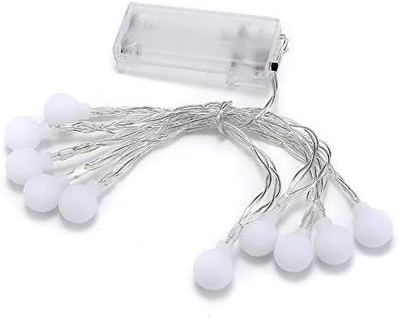 כדורי מיתרים לבנים חמים של פיות כדורים, 1.5 מטר 10 סוללות LED מופעלות, מקורה / חיצוני, אורות תלויים