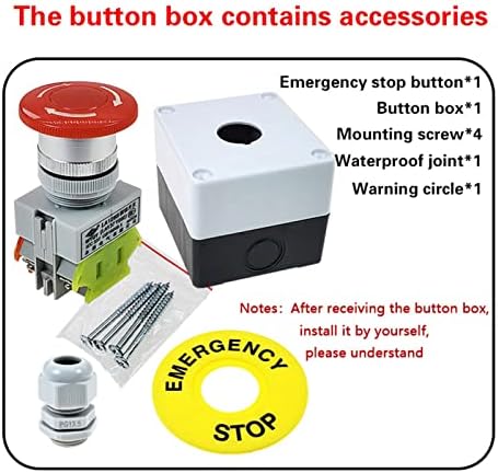מתג לחיצה על עצירה חירום של XJIM עם קופסה 22 ממ 1 לא 1 NC 10A 660V קופסה אטומה למים כפתור כפתור כפתור פיצוץ