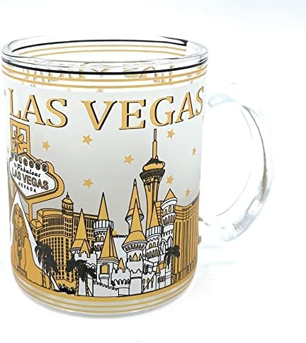 לאס וגאס ספל זכוכית תה כוס אמריקאי מזכרות לאס וגאס נבאדה עיר ספלי מתנות זהב סקייליין קפה כוס 11 אונקיה
